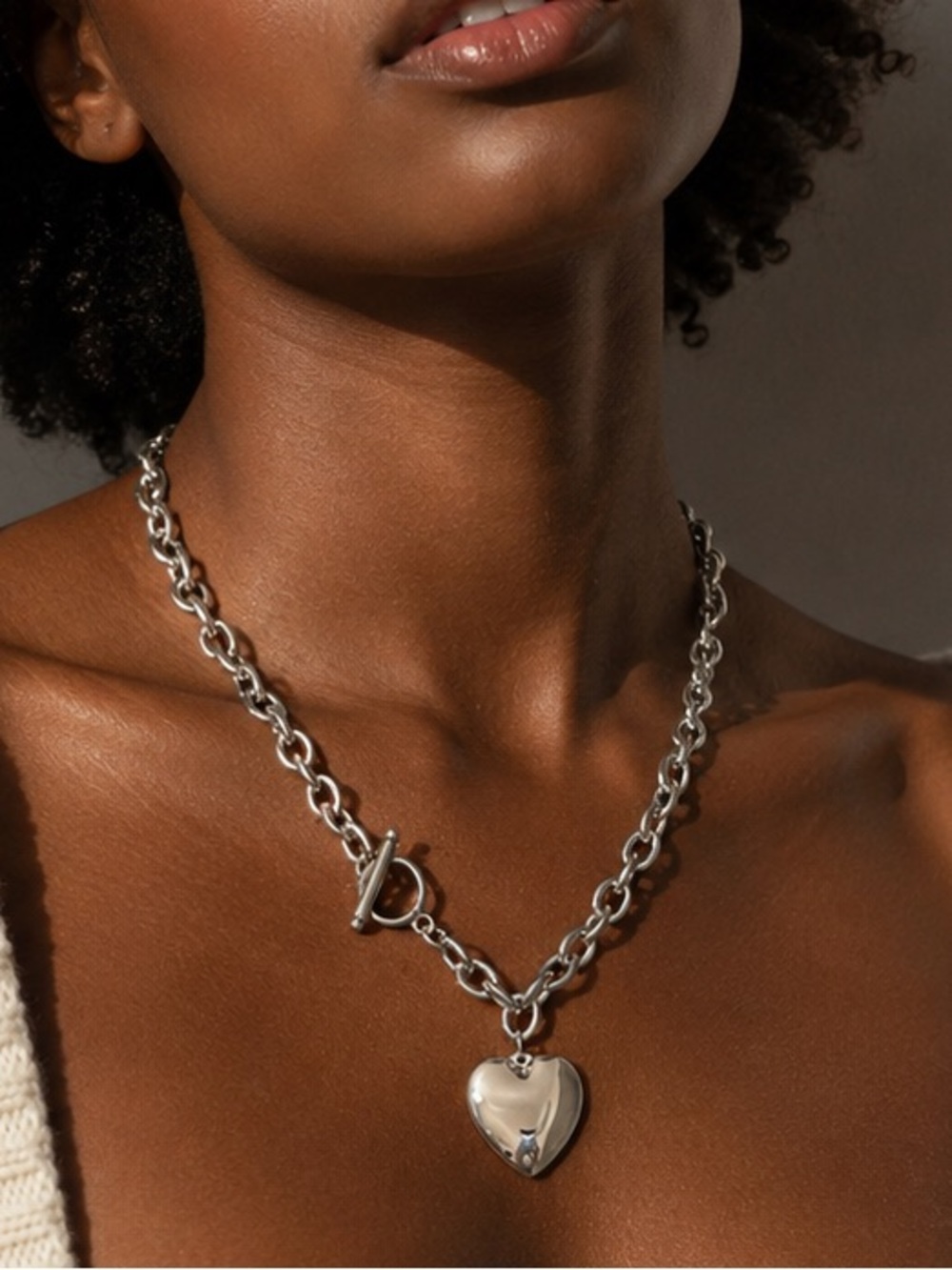 Chunky Heart Toggle Necklace Trendy Jewelry